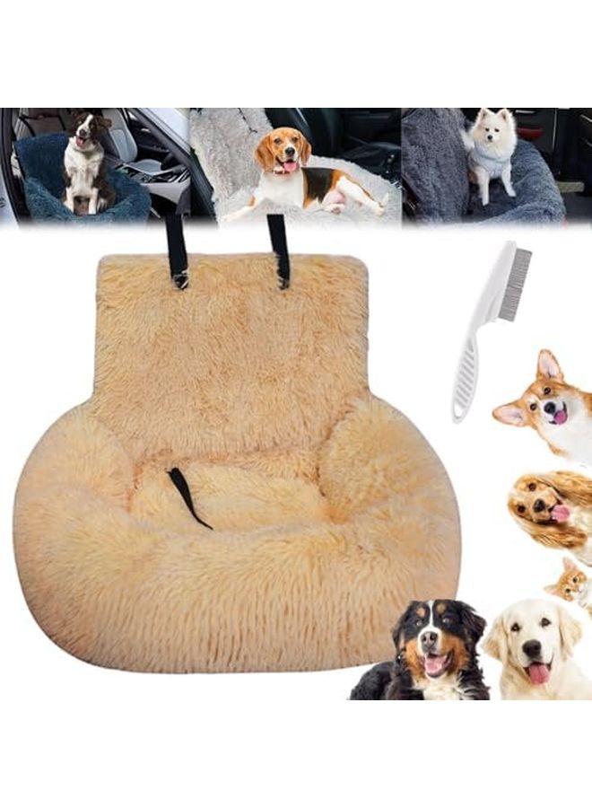 Luxurious Car Bed Travel Safety Kit Ultra Soft Calming Pet Bed For Small Medium Dogs Cats Beige A 23 6x27 5in - Image 1