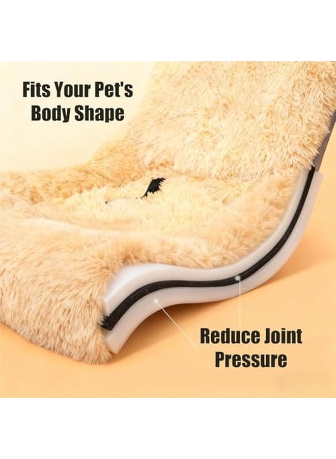 Luxurious Car Bed Travel Safety Kit Ultra Soft Calming Pet Bed For Small Medium Dogs Cats Beige A 23 6x27 5in - Image 5