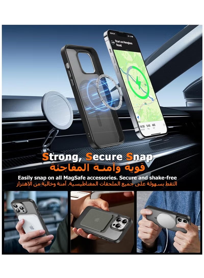 Gecomo iPhone 14 Pro MagSafe Case Magnetic Back Cover,【Full Shockproof Protection】Translucent Matte Back, Slim Phone Cover with Strong Magnet for Apple 14 Pro (2022)(Black) - Image 4