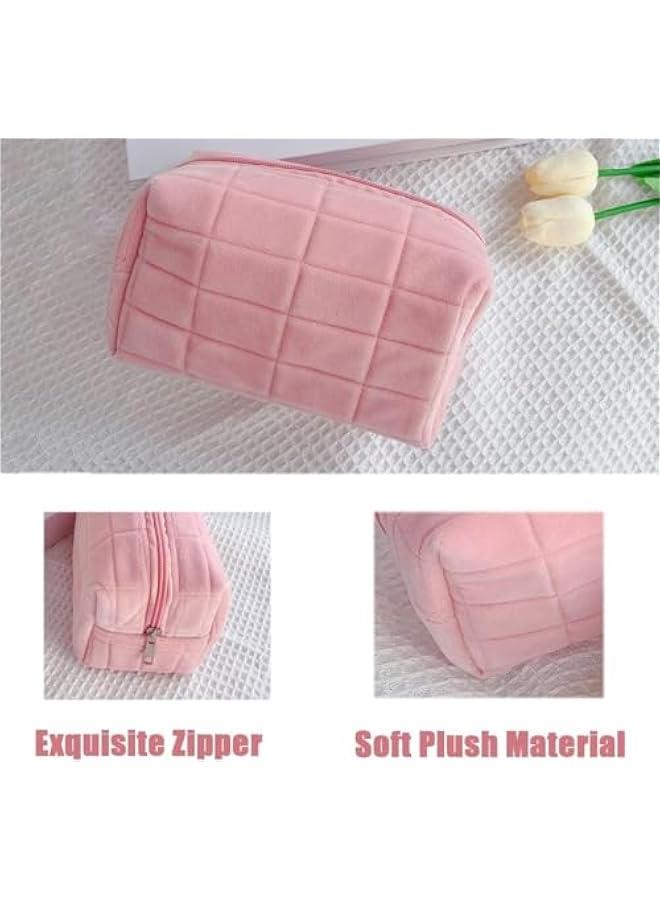 HOOKOR Make Up Bag Small Makeup Cosmetic Bags for Purse Women Y2k Checkered Travel Makeup Pouch (pink) - Image 2