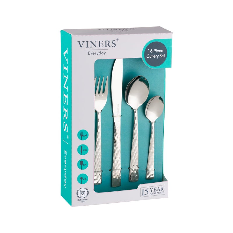 Viners Everyday Glisten 16 Piece 180 Silver Stainless Steel Cutlery Set Packaging May Vary