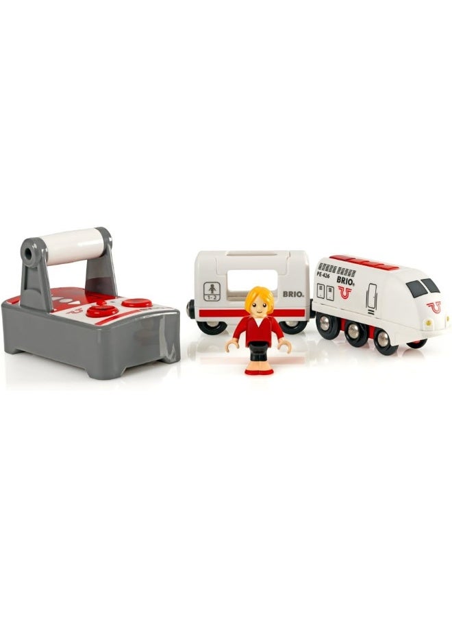 BRIO RC Travel Train – Remote-Controlled Toy Train with Sound, Light & Multiple Speeds – Includes Remote, Passenger Car & Figure – Compatible with BRIO World – Ages 3+ || 33510-B - Image 2