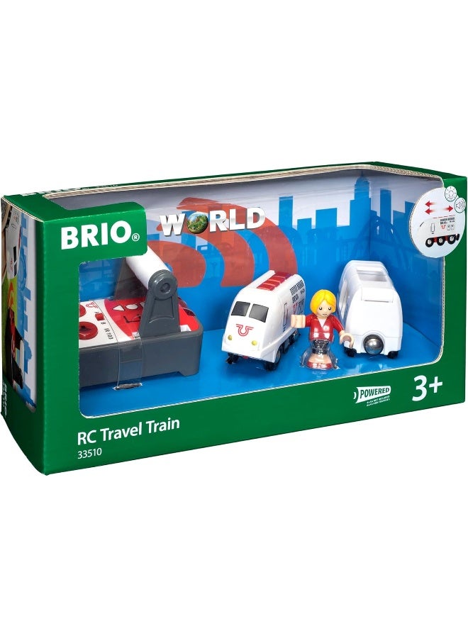 BRIO RC Travel Train – Remote-Controlled Toy Train with Sound, Light & Multiple Speeds – Includes Remote, Passenger Car & Figure – Compatible with BRIO World – Ages 3+ || 33510-B - Image 1