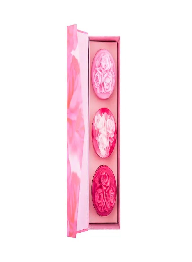 GIFT SET ROSE OF BULGARIA 3PCS HAND MADE GLYCERIN SOAP