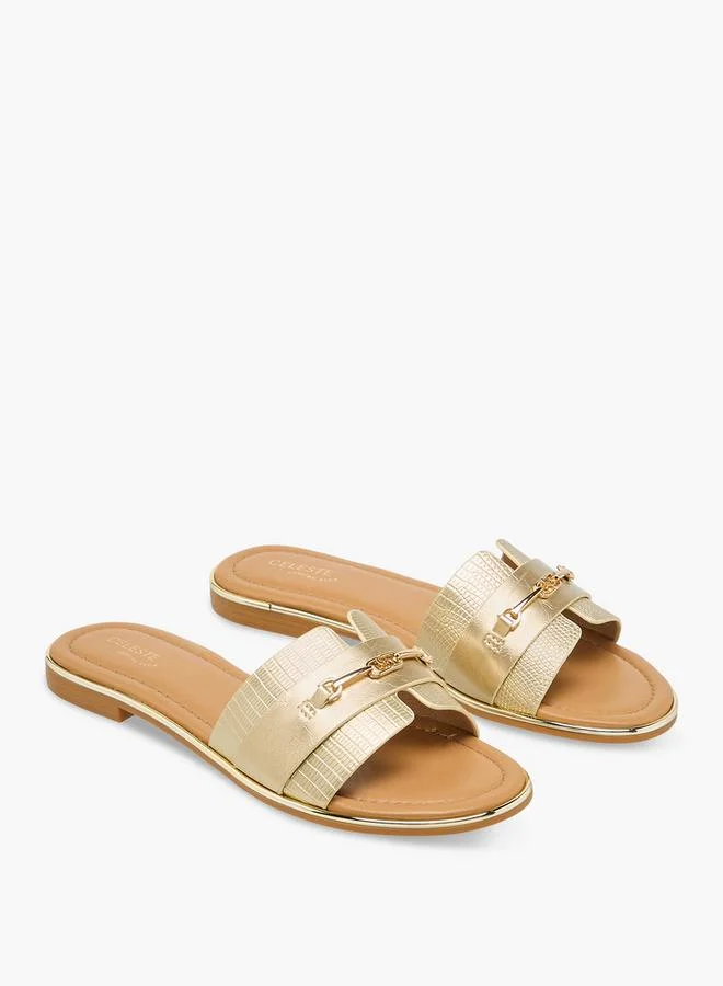 سيليست Women Metallic Buckle Detail Flat Sandals
