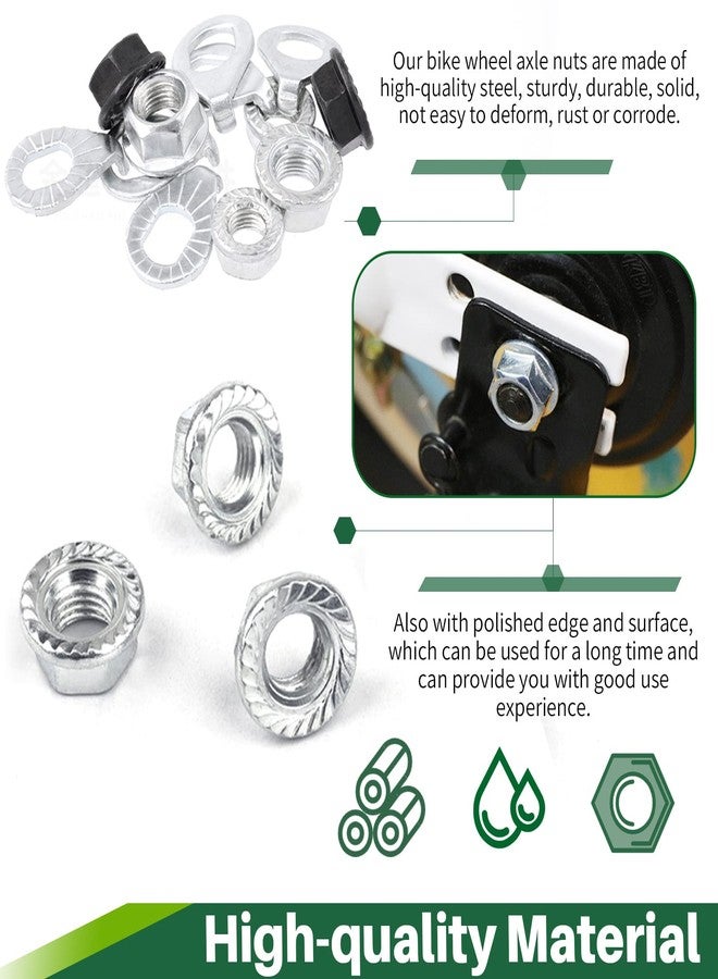 Keadic 60Pcs 3 Size Bicycle Wheel Axle Nut and Safety Washer Kit, Hub Flanged Axle Nut Hardware Parts and Wheel Retaining Hooks Repair Set for Mountain Road Folding Bike Front and Rear Wheel - Image 3