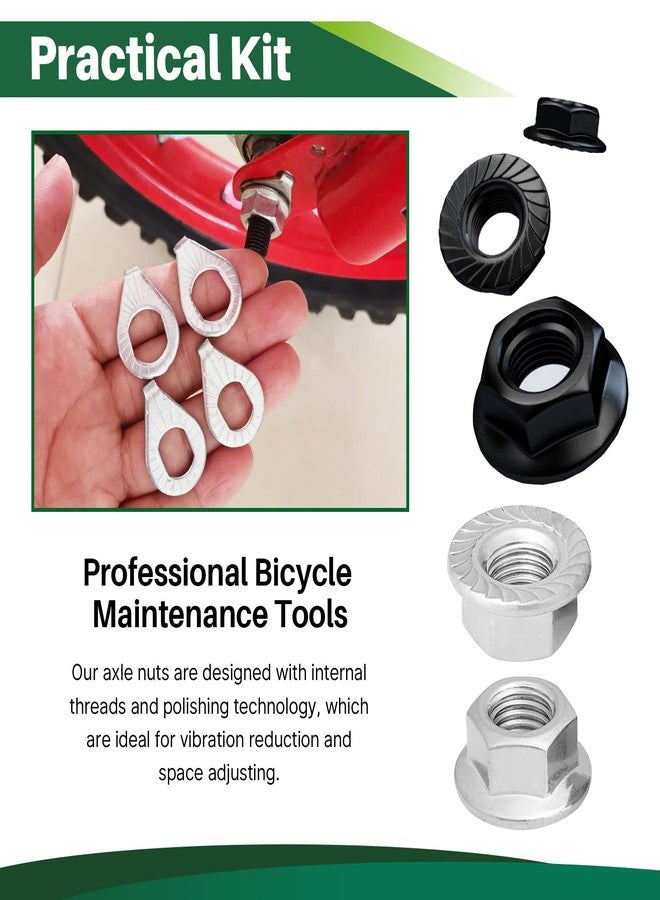 Keadic 60Pcs 3 Size Bicycle Wheel Axle Nut and Safety Washer Kit, Hub Flanged Axle Nut Hardware Parts and Wheel Retaining Hooks Repair Set for Mountain Road Folding Bike Front and Rear Wheel - Image 4