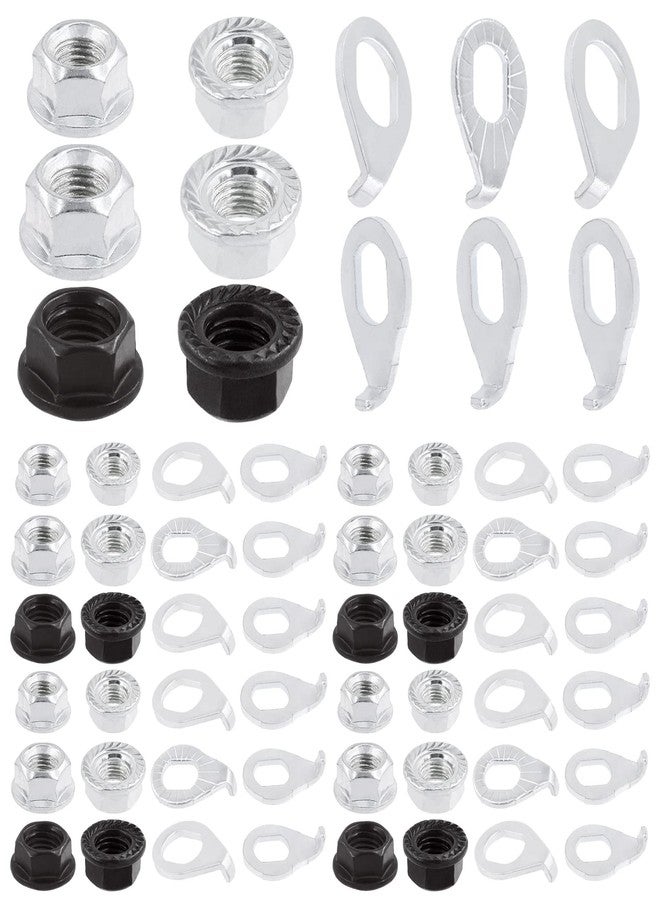 Keadic 60Pcs 3 Size Bicycle Wheel Axle Nut and Safety Washer Kit, Hub Flanged Axle Nut Hardware Parts and Wheel Retaining Hooks Repair Set for Mountain Road Folding Bike Front and Rear Wheel - Image 1