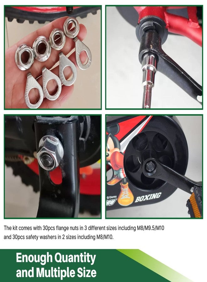 Keadic 60Pcs 3 Size Bicycle Wheel Axle Nut and Safety Washer Kit, Hub Flanged Axle Nut Hardware Parts and Wheel Retaining Hooks Repair Set for Mountain Road Folding Bike Front and Rear Wheel - Image 5