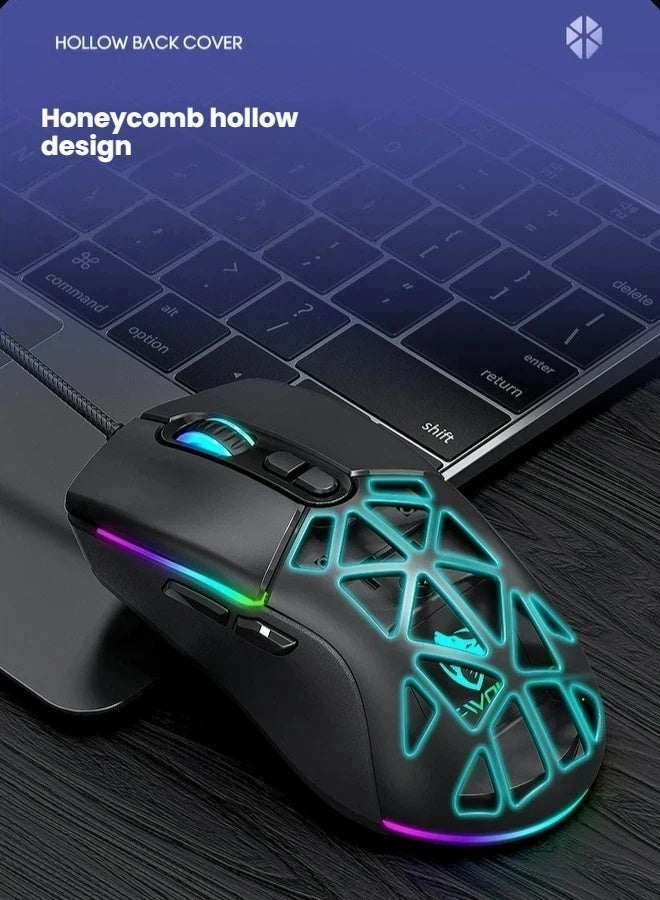 تي- وولف الماوس، الماوس الكمبيوتر، الماوس الألعاب، 6 DPI قابل للتعديل حتى 12800، 13 إضاءة خلفية RGB، غطاء خلفي مغناطيسي، مستشعر فائق الدقة الماوس RGB - Image 5