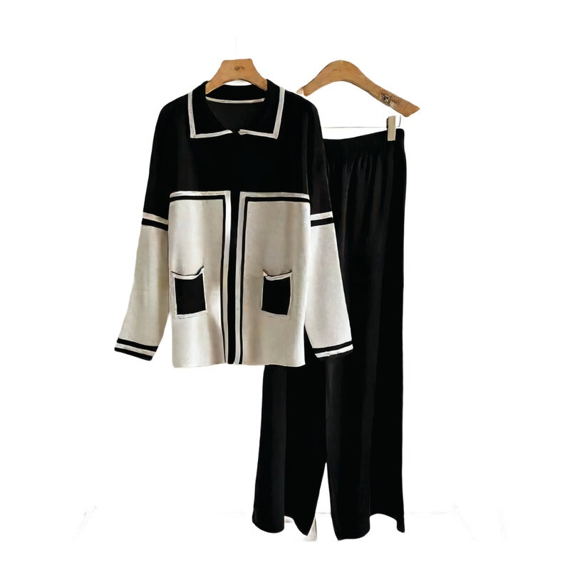 Fashion Knit Cardigan Two-Piece Set Women Casual Open Front Tops - Image 1