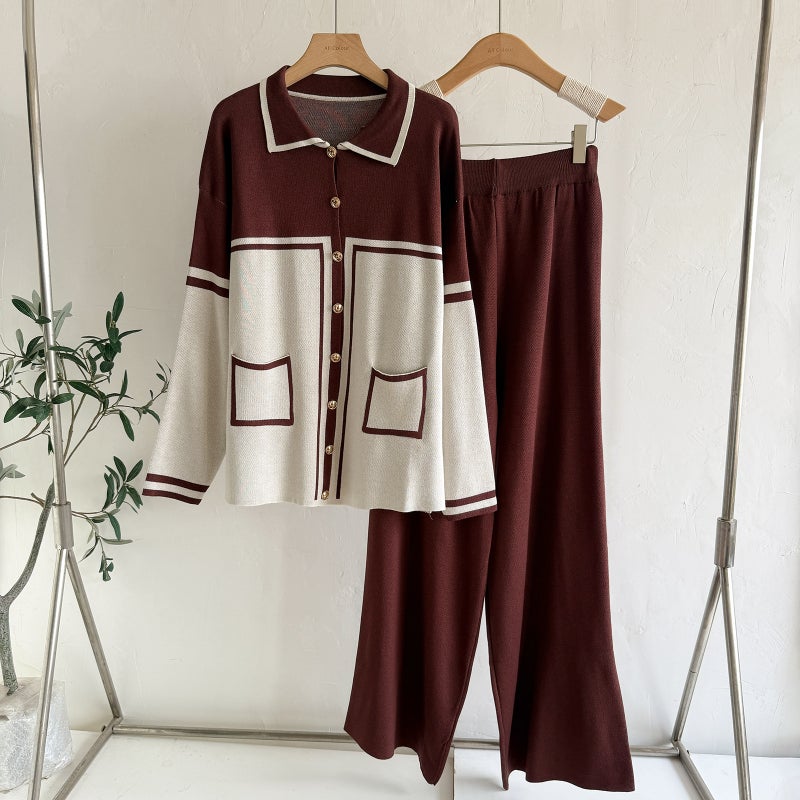 Fashion Knit Cardigan Two-Piece Set Women Casual Open Front Tops - Image 3