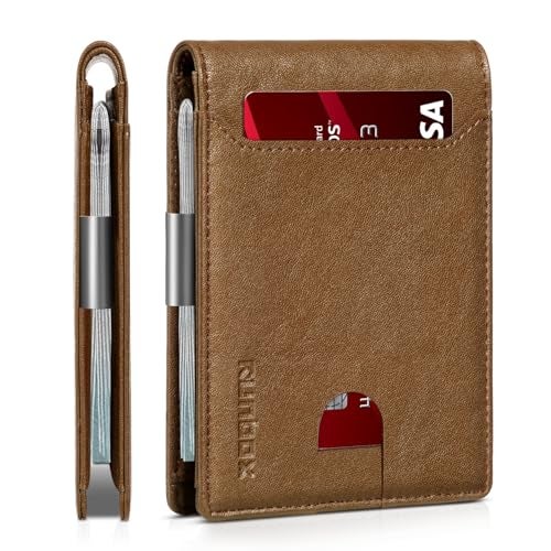 RUNBOX Slim Wallets for Men - Leather Money Clip Mens Wallet - RFID Blocking Front Pocket Bifold Wallet - Thin Credit Card Holder with Gift Box - Image 1