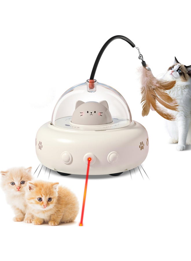 Assperdisc Smart Interactive Cat Toy with 360° Movement & Laser,Automatic Teaser Toy for Indoor Cats, Feather & Obstacle Avoidance,Durable ABS (Perfect Gift for Cat Lovers) - Image 1