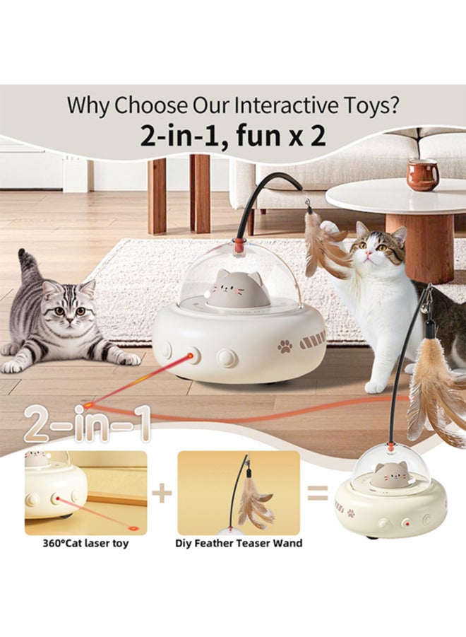 Assperdisc Smart Interactive Cat Toy with 360° Movement & Laser,Automatic Teaser Toy for Indoor Cats, Feather & Obstacle Avoidance,Durable ABS (Perfect Gift for Cat Lovers) - Image 2