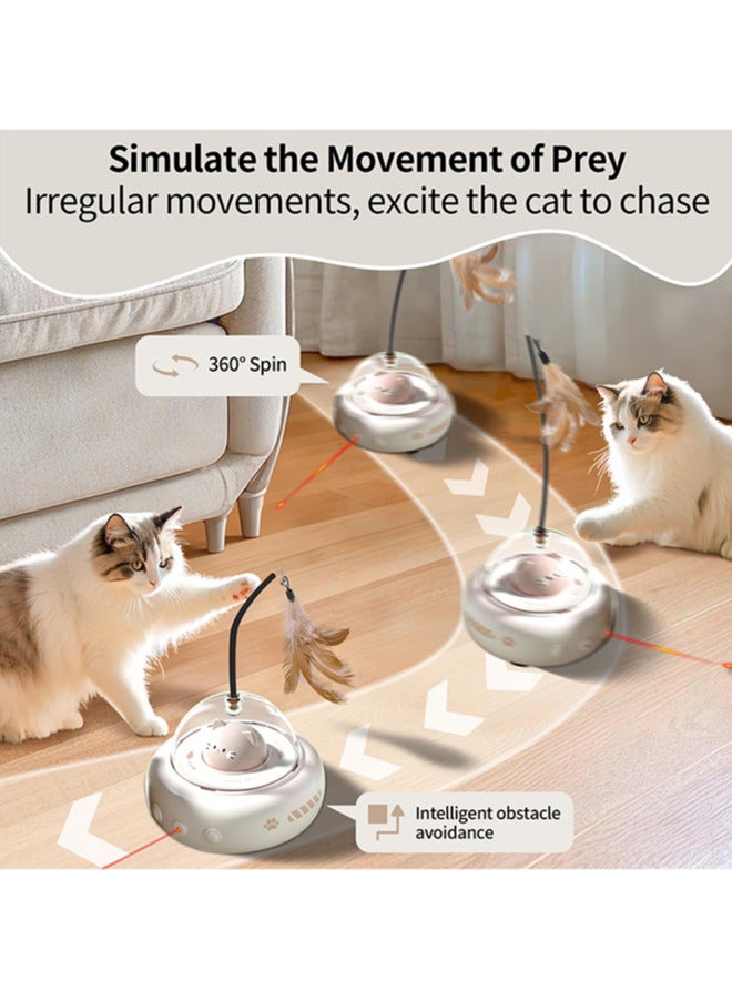 Assperdisc Smart Interactive Cat Toy with 360° Movement & Laser,Automatic Teaser Toy for Indoor Cats, Feather & Obstacle Avoidance,Durable ABS (Perfect Gift for Cat Lovers) - Image 3