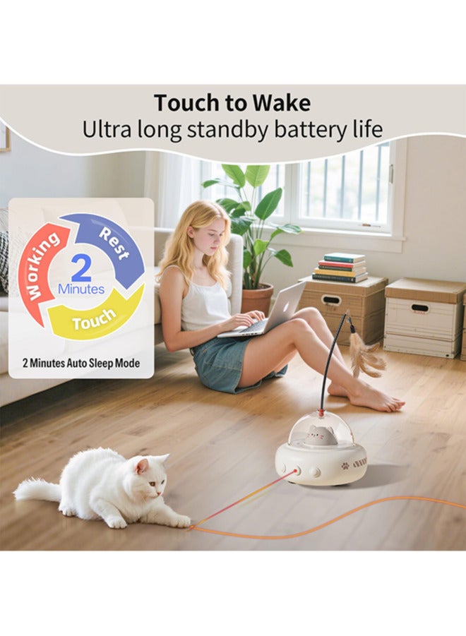 Assperdisc Smart Interactive Cat Toy with 360° Movement & Laser,Automatic Teaser Toy for Indoor Cats, Feather & Obstacle Avoidance,Durable ABS (Perfect Gift for Cat Lovers) - Image 4