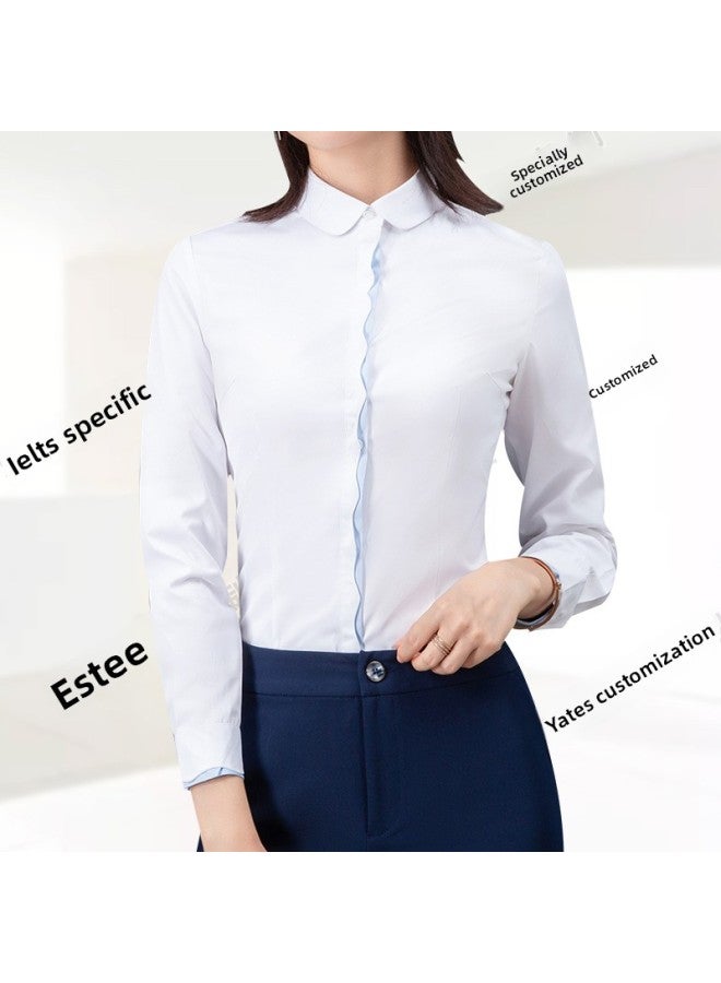 Group Customized Summer Women's Professional Shirt Elastic Plaid Slim Fit Corporate Work Uniform Formal Dress EmbroideLogo
