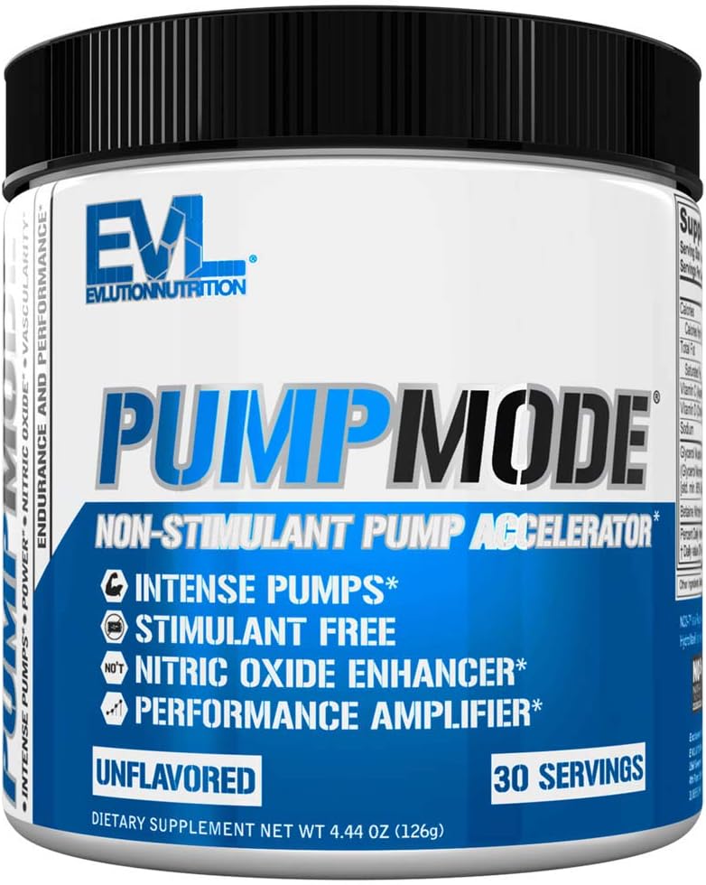 Evlution EVL PumpMode Nitric Oxide Supplement  Nitric Oxide Booster Pump Pre Workout Powder with Glycerol and Betaine for Muscle Recovery Growth and Endurance  Stim Free Pre Workout Drink Unflavored - Image 1