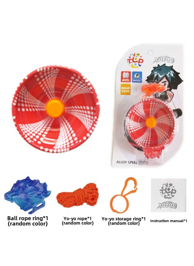 Generic - Special Alloy Yo-yo Yo Automatic Sleep Swing Dead Sleep Live Sleep YOYO Ball [send Gloves]]-Color:Red Alloy Cyclone Yo-yo (no Lights) + Hanging Ring - Image 1