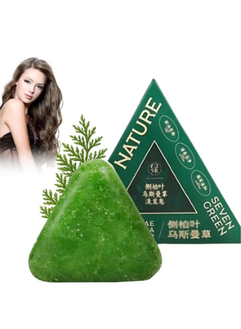Nature Triangle Shampoo Bar, Nature Seven Green Soap Shampoo, Plant-Based Solid Shampoos Bar, Herbal Hair Care, Gentle Cleansing & Nourishing Care for Healthy-Looking Hair - Image 1
