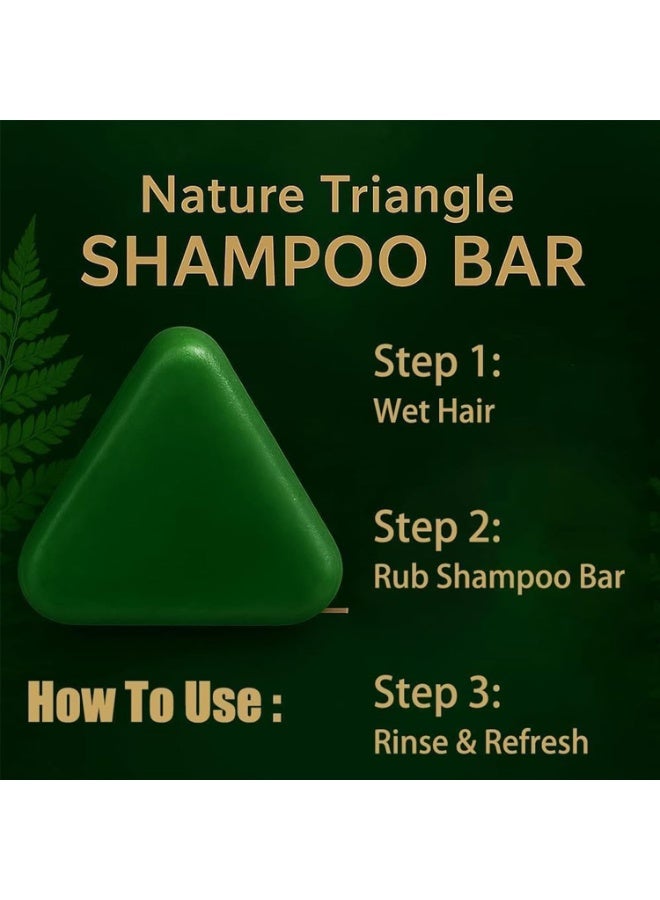 Nature Triangle Shampoo Bar, Nature Seven Green Soap Shampoo, Plant-Based Solid Shampoos Bar, Herbal Hair Care, Gentle Cleansing & Nourishing Care for Healthy-Looking Hair - Image 2