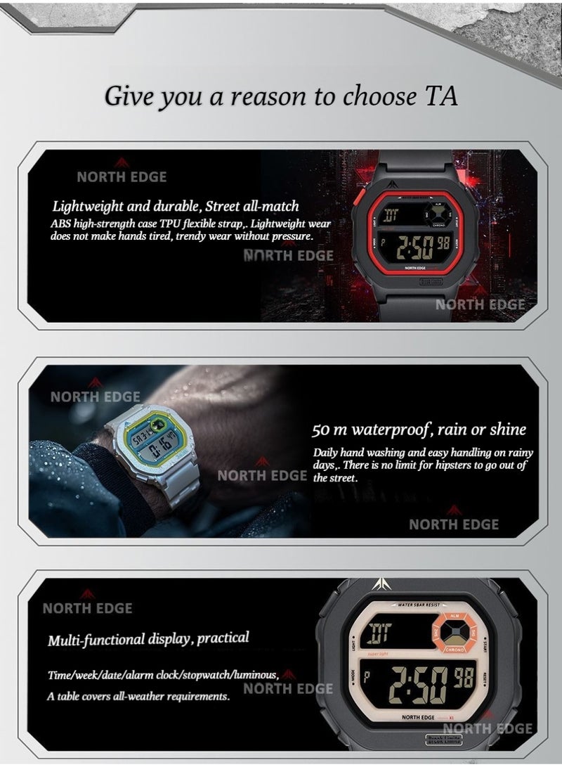 NORTH EDGE trend night light waterproof sports electronic watch for couples, suitable for all age groups - Image 4