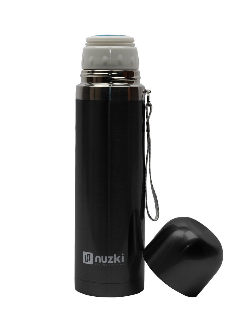 نوزكي ستيل - زجاجة مياه (500 مل) قارورة فولاذية معزولة بالفراغ، مقاومة للتسرب خالية من مادة BPA مج حراري مزدوج الجدار للقهوة للمشروبات الساخنة أو الباردة - Image 2