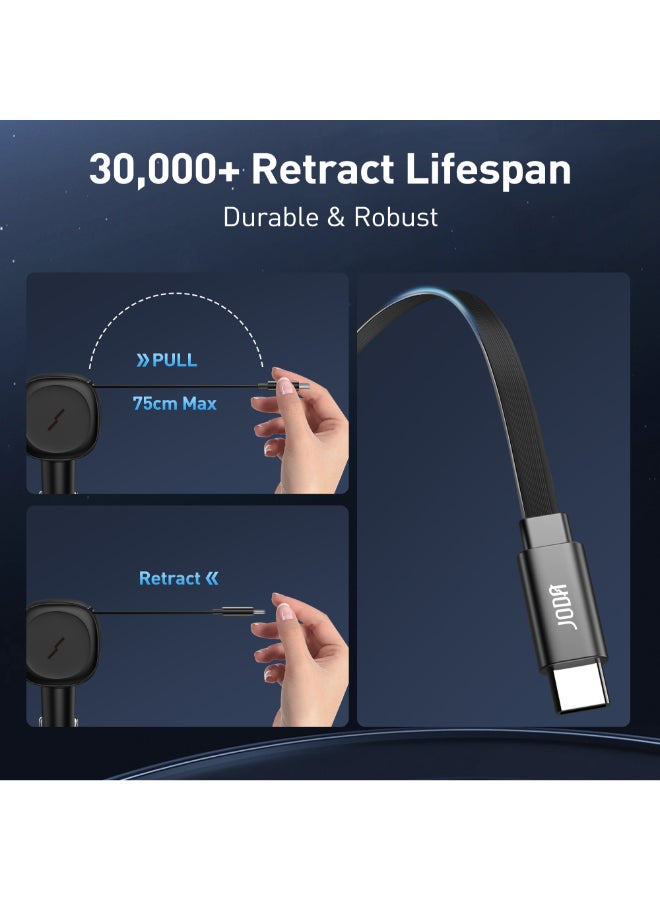 JODA شاحن سيارة JODA CarFlex 60W مع كابل مدمج 2-منفذ 1USB-C ، 1USB-A أسود - Image 5