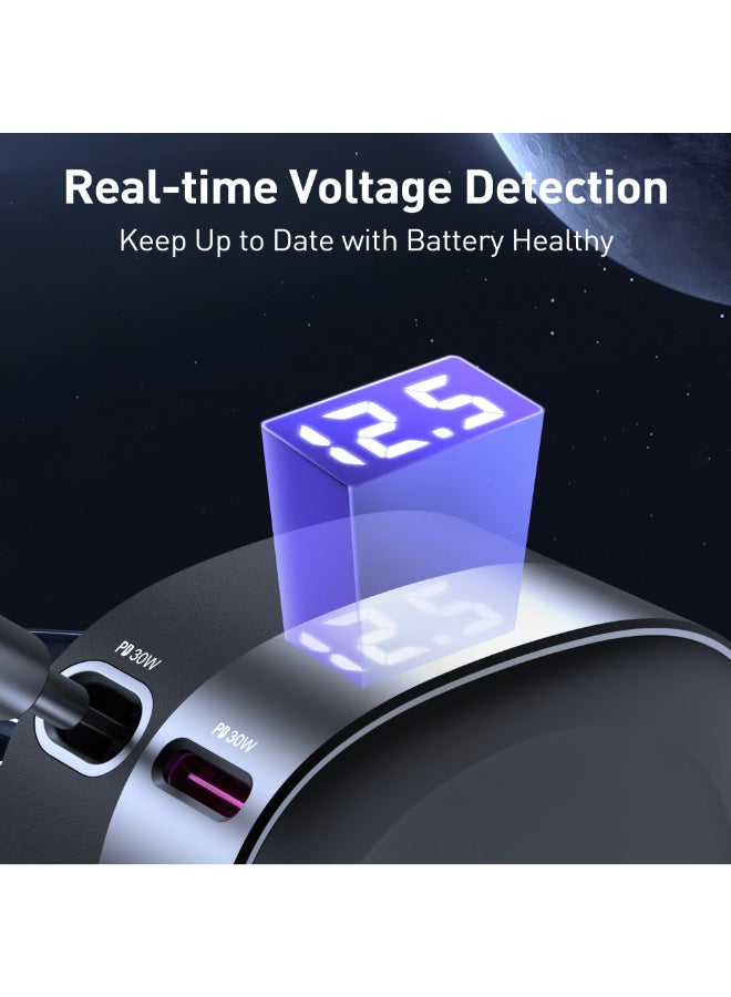 JODA شاحن سيارة JODA CarFlex 60W مع كابل مدمج 2-منفذ 1USB-C ، 1USB-A أسود - Image 3