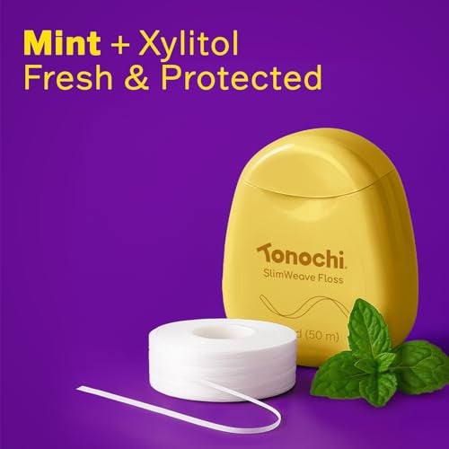 Tonochi SlimWeave Flat Dental Floss for Tight Teeth & Tight Spaces, Thin Glide Dental Floss, Smooth Glide, Gentle on Gums, Mint + Xylitol, 3 Pack (54.7 yd / 50 m Each) - Image 5