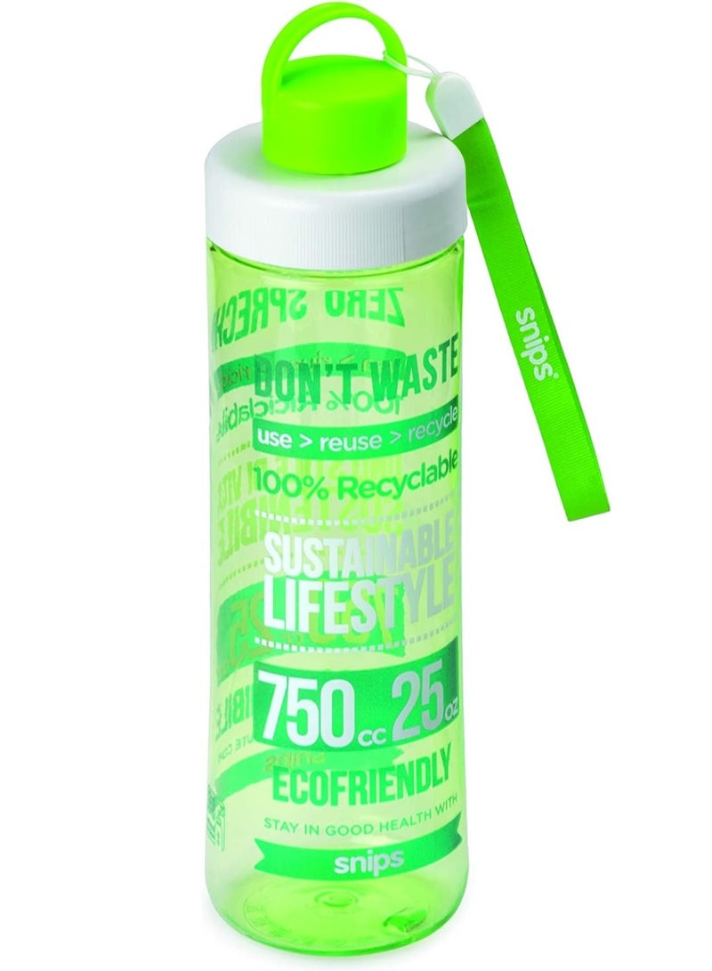 Snips Tritan Decorated Water Bottle 0.75 L - Eco Green Water - Image 1