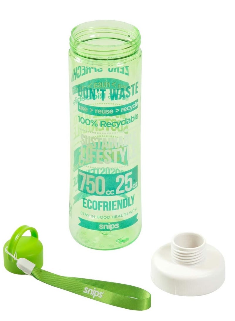 Snips Tritan Decorated Water Bottle 0.75 L - Eco Green Water - Image 2