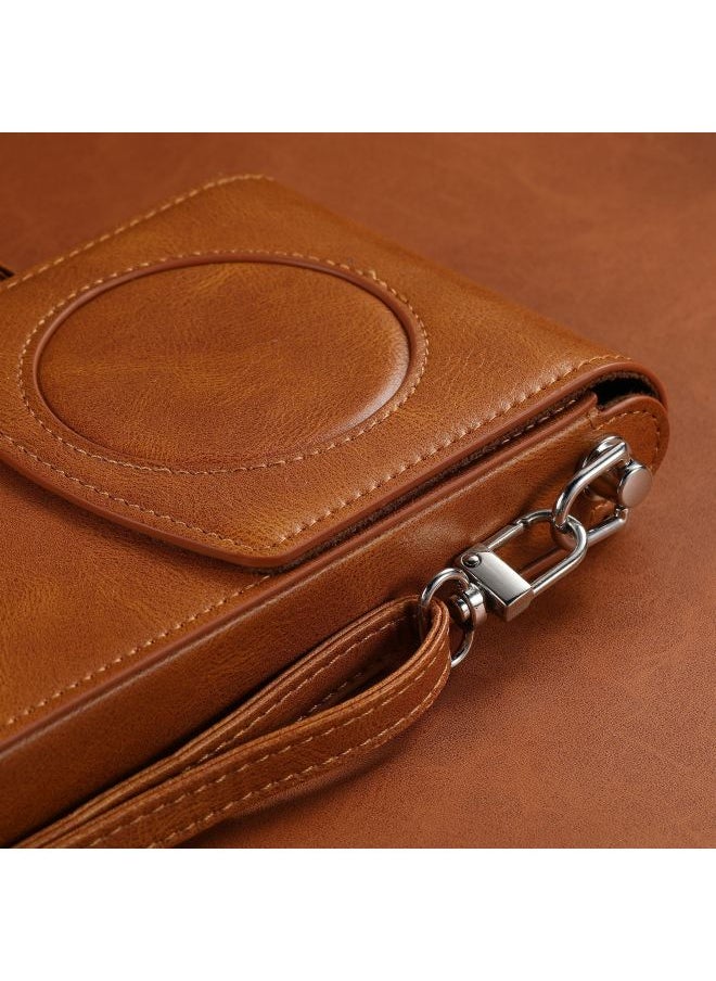 Generic Applicable To For Apple Vision Pro Battery Protective Cover For Apple MR Power Bank Portable Leather Storage Bag-Specifications:Brown  - Image 5