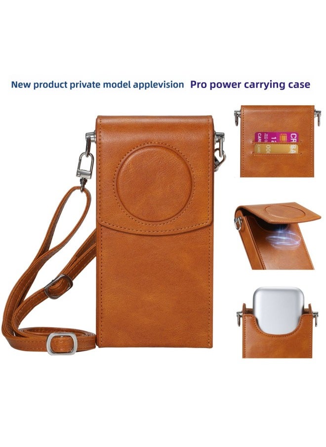 Generic Applicable To For Apple Vision Pro Battery Protective Cover For Apple MR Power Bank Portable Leather Storage Bag-Specifications:Brown  - Image 2