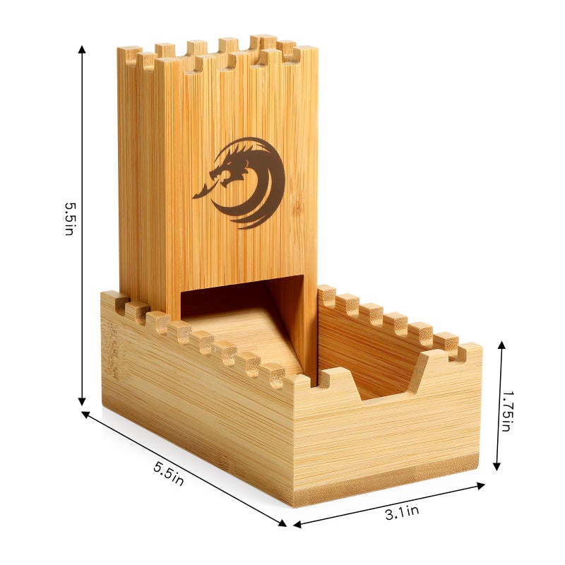 DNDND Bamboo Dice Tower, Folding Dice Tower DND Dice Rolling Tower for Dungeons and Dragons D&D Tabletop Game and RPG Games - Image 2