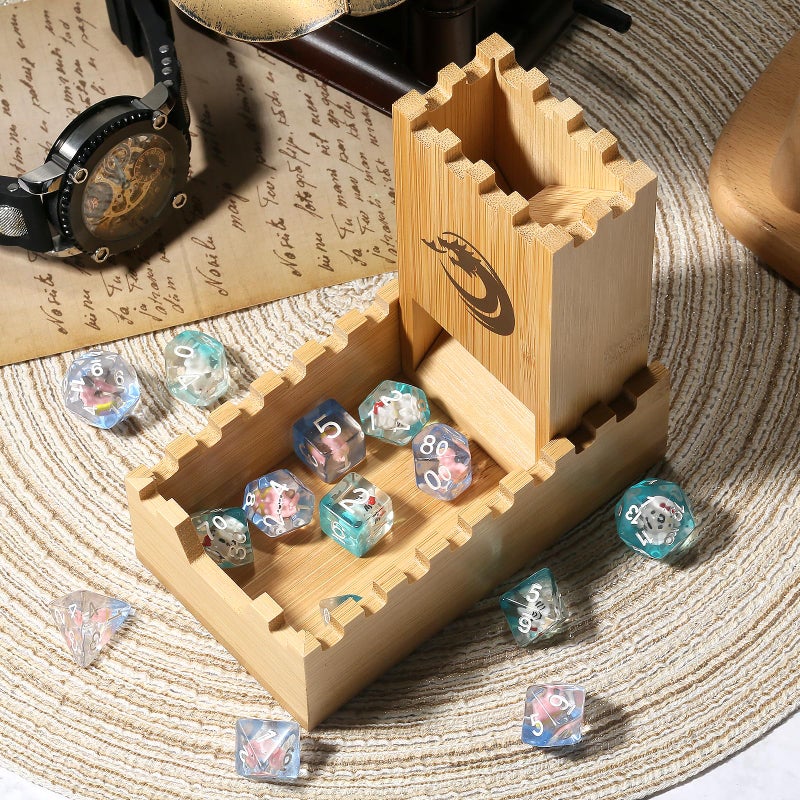 DNDND Bamboo Dice Tower, Folding Dice Tower DND Dice Rolling Tower for Dungeons and Dragons D&D Tabletop Game and RPG Games - Image 5
