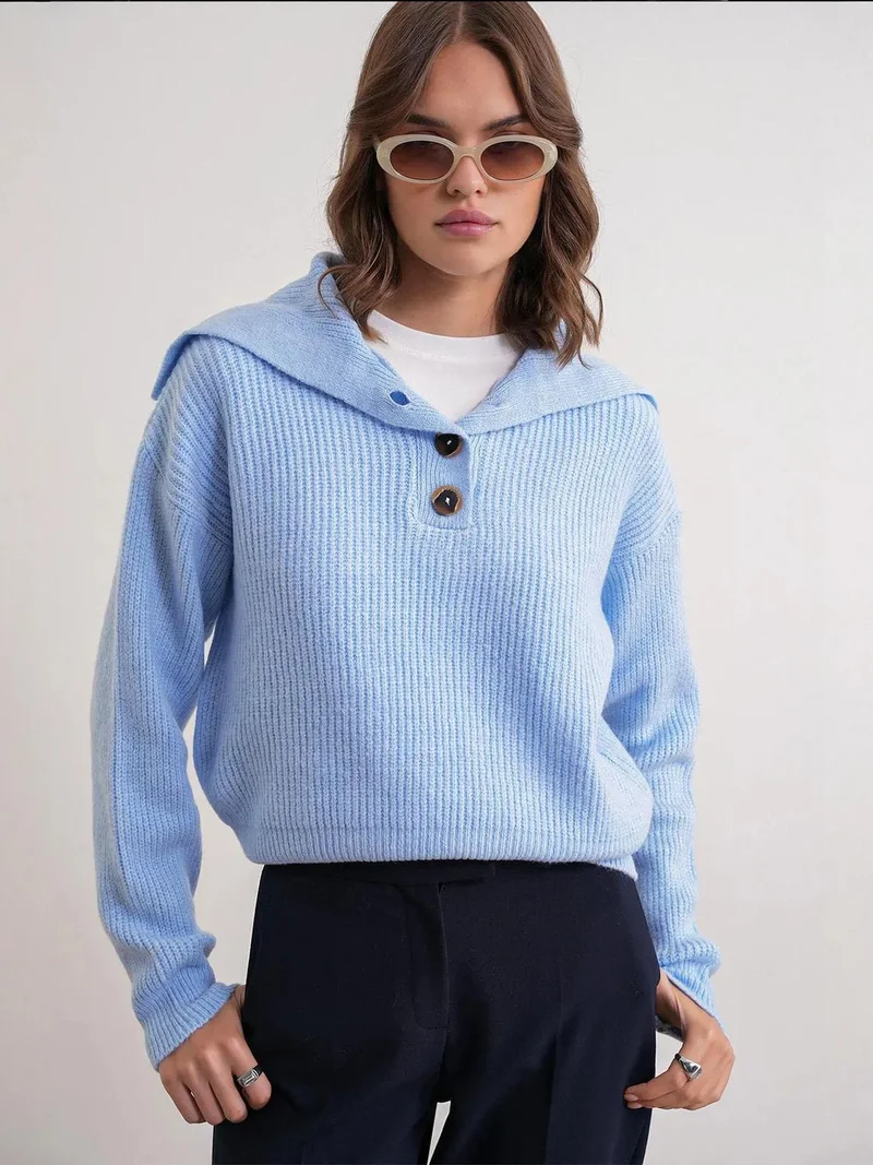 ميكسراي سترة محبوكة بياقة واسعة وأزرار من ميكسراي