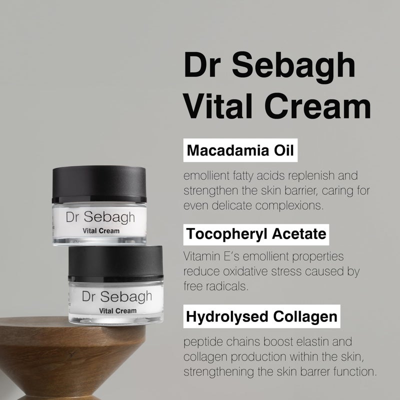 Dr. Sebagh Dr Sebagh Vital Cream (1.7 fl oz) - Hydrating Moisturizer Face Cream - Revitalizing Facial Moisturizer for Normal/Dry Skin - Vitamin C Anti Aging - Deep Moisturizing & Lifting Formula - Image 4