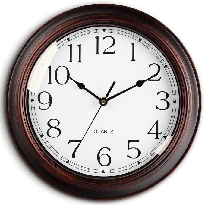 12 INCH WALL CLOCKS BATTERY OPERATED SILENT NONTICKING WALL CLOCK VINTAGE RETRO RUSTIC STYLE DECORATIVE FOR LIVING ROOM KITCHEN BRONZE