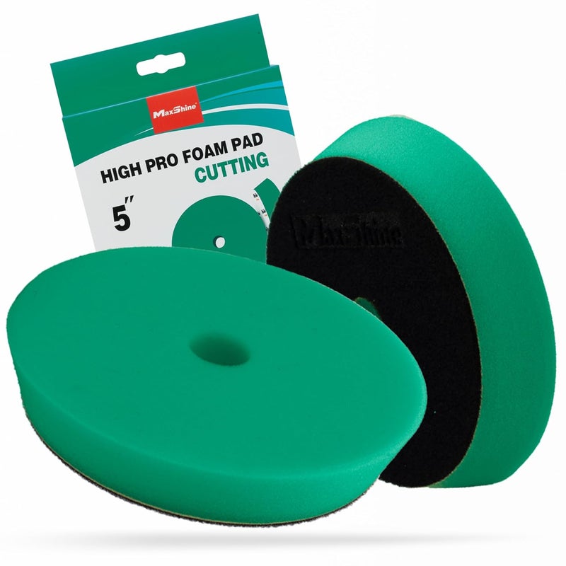 MaxShine Professional High-Pro Da Foam Pads 5.2inches, Green Heavy Cutting/Compounding Pad, Use with DA/RO Polisher Polish Machine - Image 1