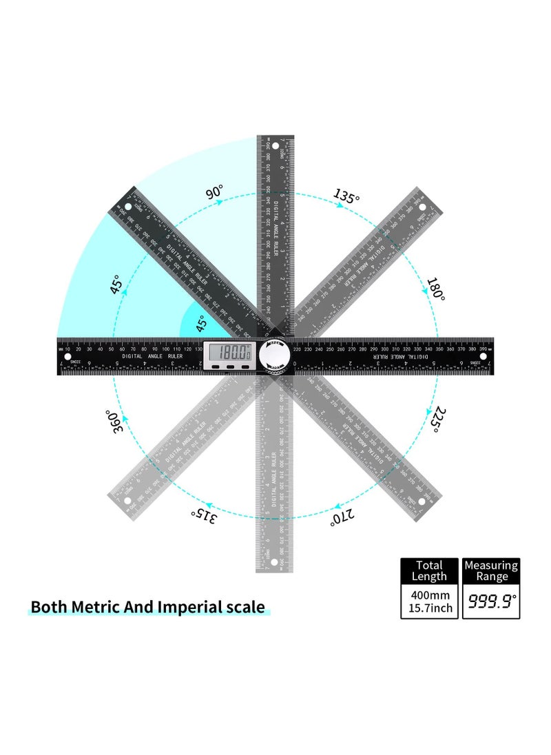 Generic Digital Angle Finder, 2 PCS Protractor, 2 in 1 Angle Finder Ruler, with Large LCD Display, DIY Angle Measuring Tool, Construction Protractors, for Woodworking Carpenter 200 Mm/7.87 Inches  - Image 1