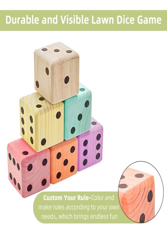 ApudArmis Giant Wooden Yard Dice, 3.5In Big Die Lawn Game Set with Scoreboard & Carrying Bag - Large Pine Wooden 6 Dice Backyard Game for Adults Family - Image 4
