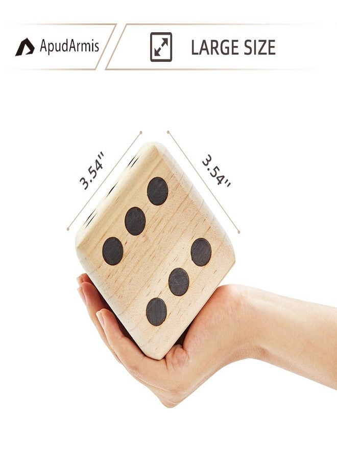 ApudArmis Giant Wooden Yard Dice, 3.5In Big Die Lawn Game Set with Scoreboard & Carrying Bag - Large Pine Wooden 6 Dice Backyard Game for Adults Family - Image 3