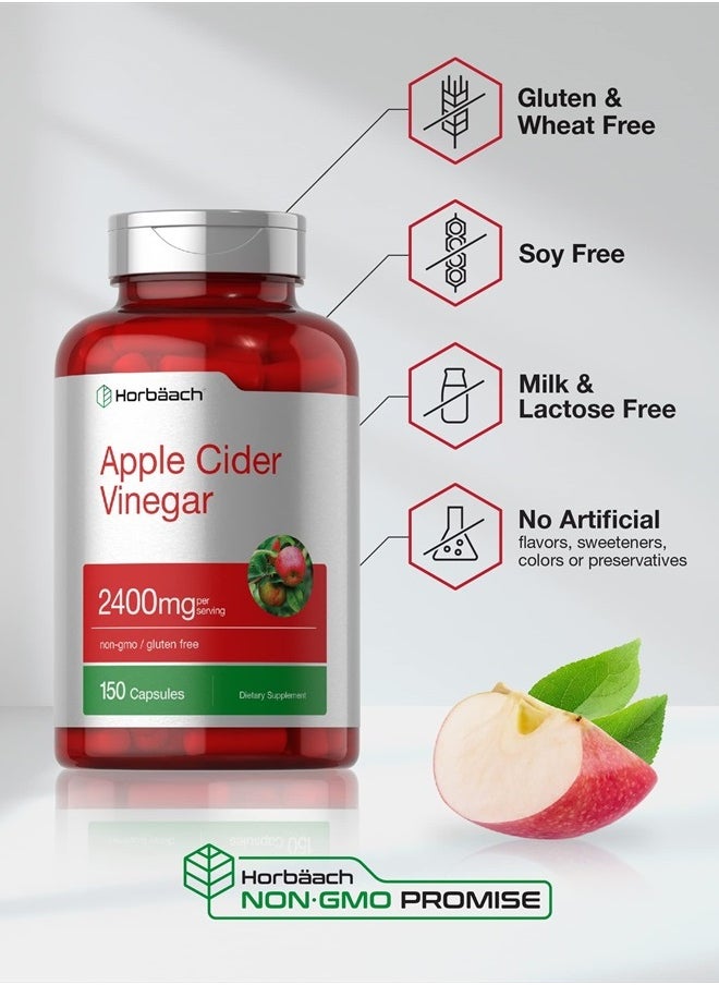 Horbaach Apple Cider Vinegar Capsules 2400 Mg 150 Count Nongmo Gluten Free Supplement By Horbaach  - Image 4