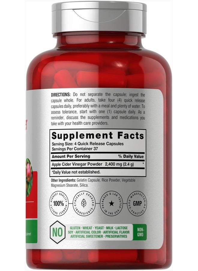 Horbaach Apple Cider Vinegar Capsules 2400 Mg 150 Count Nongmo Gluten Free Supplement By Horbaach  - Image 2