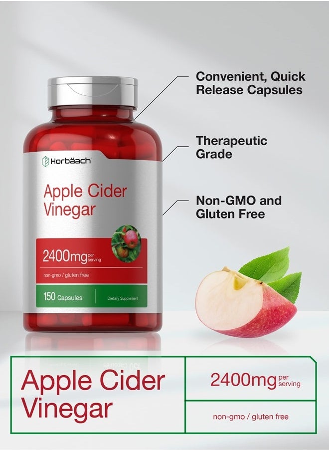 Horbaach Apple Cider Vinegar Capsules 2400 Mg 150 Count Nongmo Gluten Free Supplement By Horbaach  - Image 3