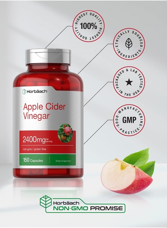 Horbaach Apple Cider Vinegar Capsules 2400 Mg 150 Count Nongmo Gluten Free Supplement By Horbaach  - Image 5