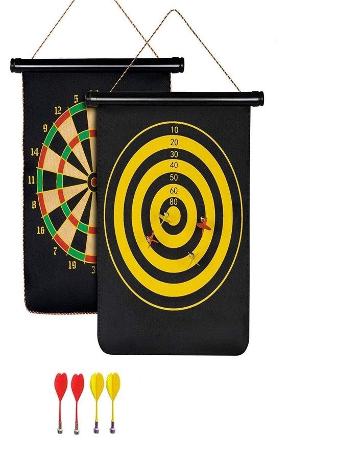 Fazzul Dartboard Magnetic Powerful with Double Faced Portable and Foldable Dart Game with 6 Colourful Non Pointed Darts for Kids, Multicolour (Multicolor-17Inch) - Image 1