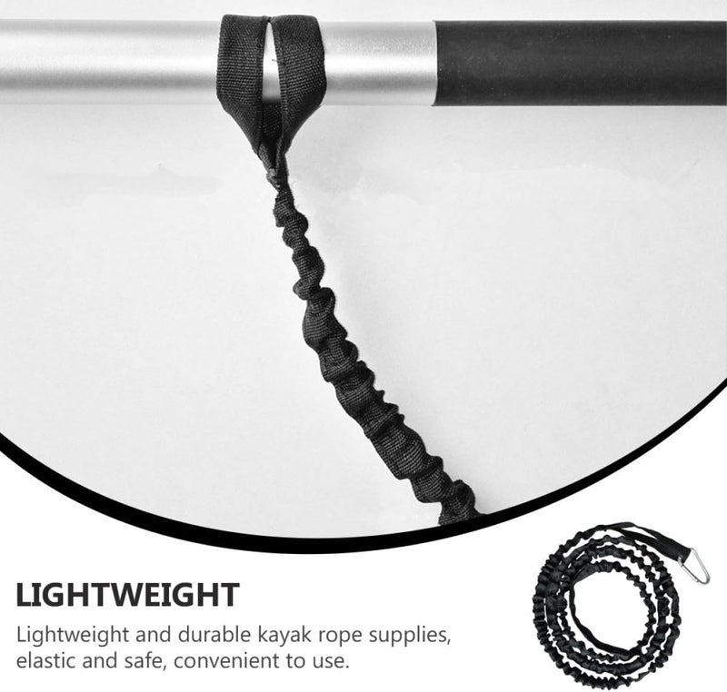 FRCOLOR 4pcs Kayak Paddle Leashes Elastic Adjustable Paddle Strap Ropes Black Kayak Accessories for Boating Canoeing Fishing - Image 5